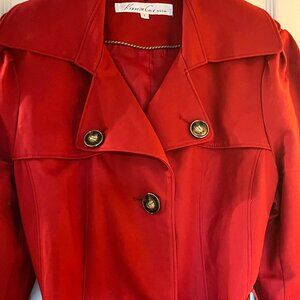 Kenneth Cole Reaction Red Belted & Lined Trench Coat Size Large